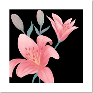 Pink Lily Flower Posters and Art